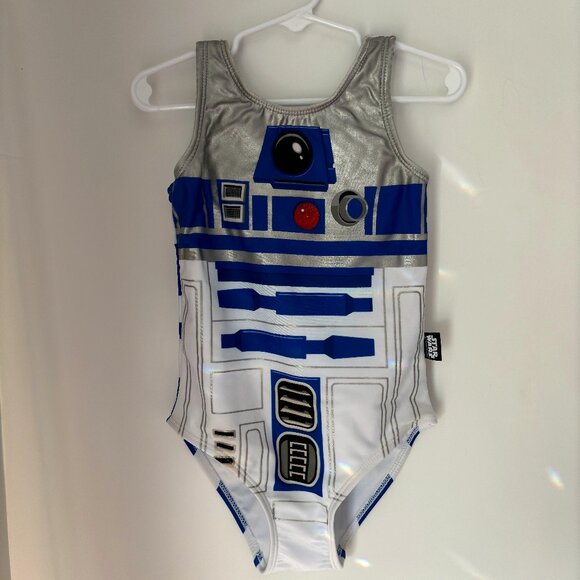Disney Star Wars R2-D2 One Piece Swimsuit Girls Size 5/6 Vacation Beach Pool - Picture 1 of 5